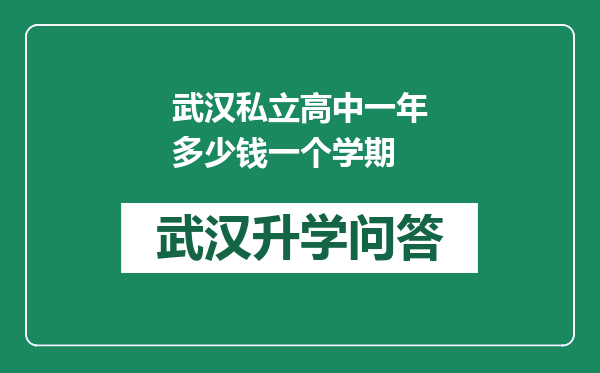 武汉私立高中一年多少钱一个学期