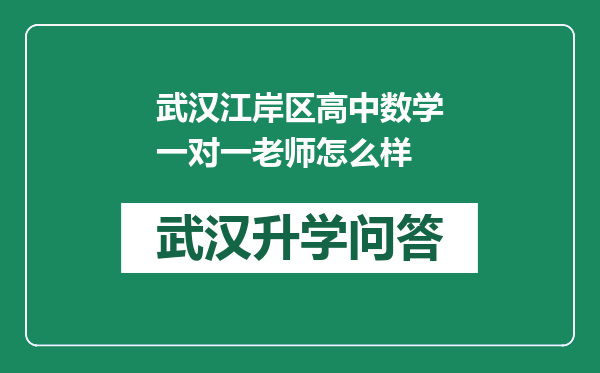 武汉江岸区高中数学一对一老师怎么样