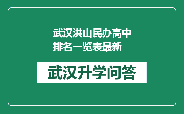 武汉洪山民办高中排名一览表最新