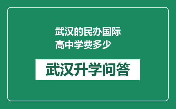 武汉的民办国际高中学费多少