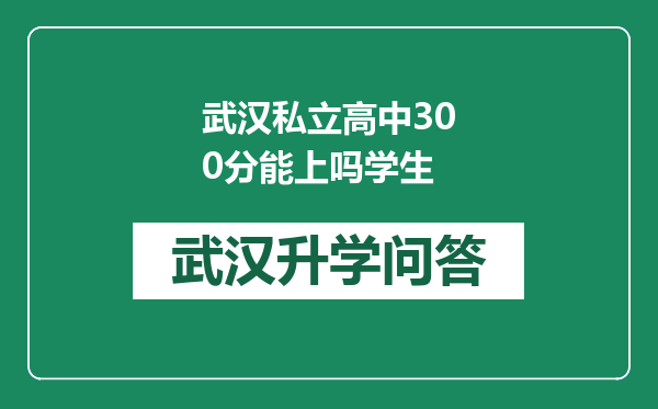 武汉私立高中300分能上吗学生