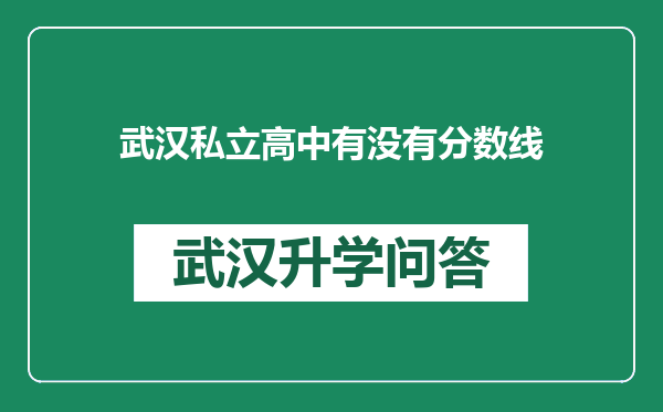 武汉私立高中有没有分数线