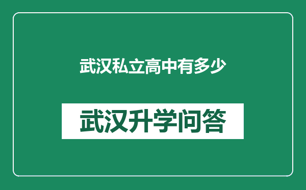 武汉私立高中有多少