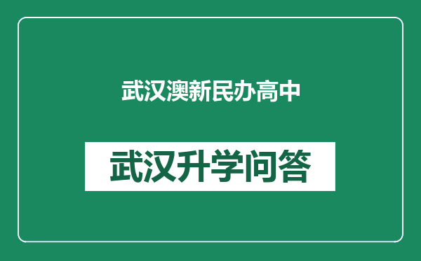 武汉澳新民办高中