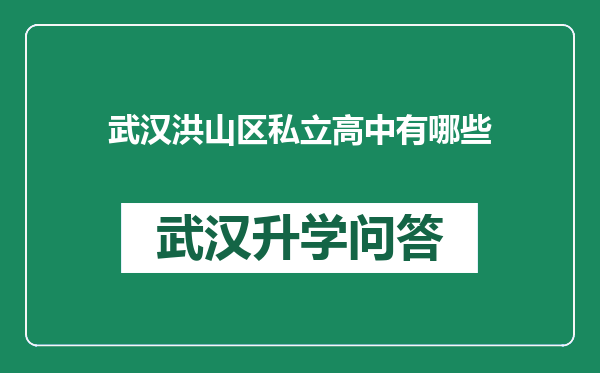 武汉洪山区私立高中有哪些