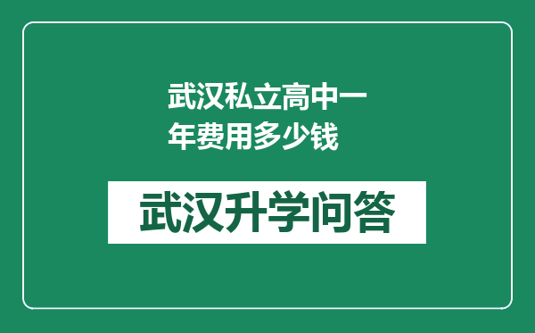 武汉私立高中一年费用多少钱