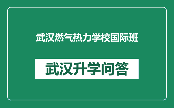 武汉燃气热力学校国际班