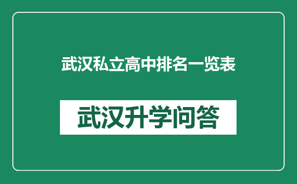 武汉私立高中排名一览表