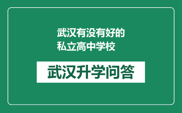 武汉有没有好的私立高中学校