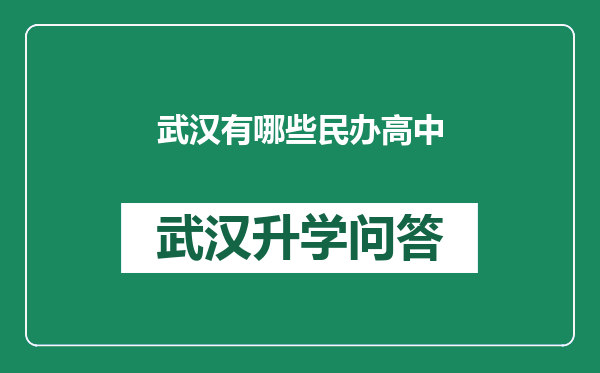 武汉有哪些民办高中