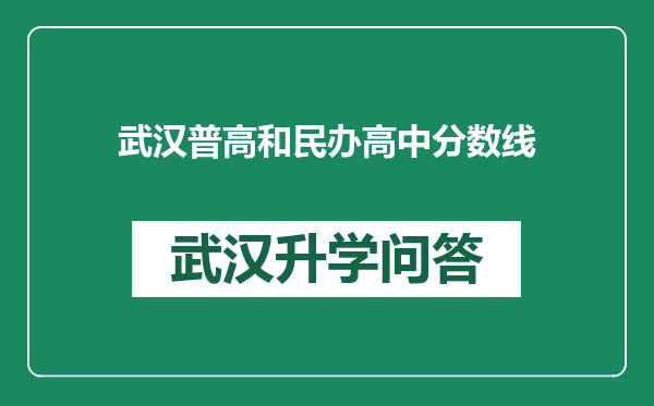 武汉普高和民办高中分数线