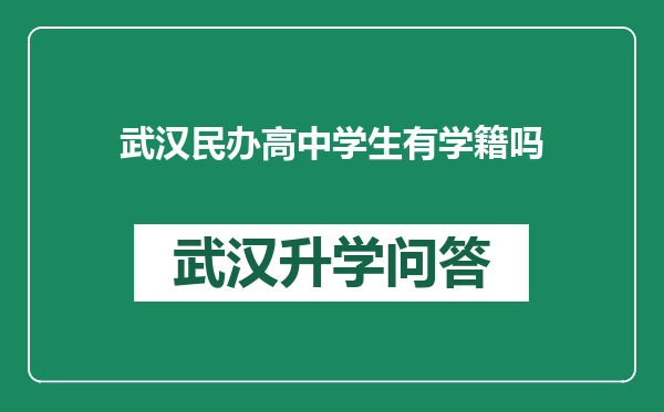 武汉民办高中学生有学籍吗