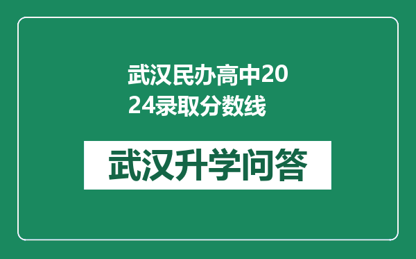 武汉民办高中2024录取分数线