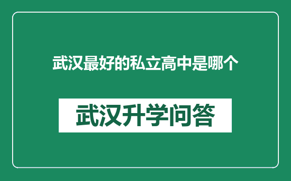 武汉最好的私立高中是哪个