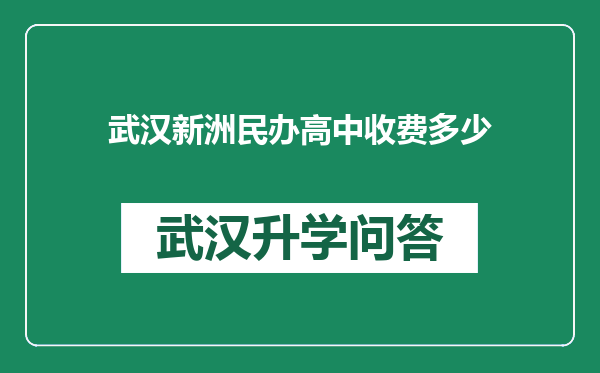 武汉新洲民办高中收费多少