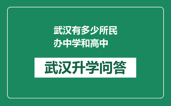 武汉有多少所民办中学和高中