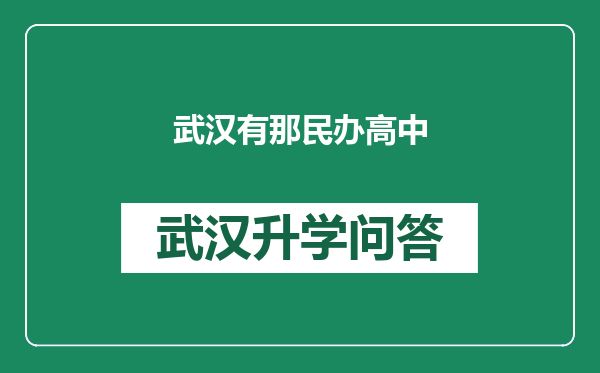 武汉有那民办高中