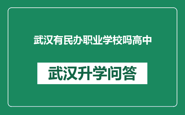 武汉有民办职业学校吗高中