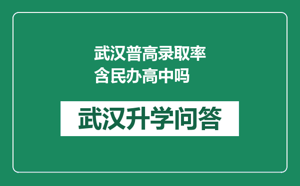 武汉普高录取率含民办高中吗