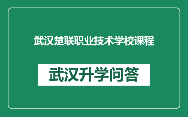 武汉楚联职业技术学校课程