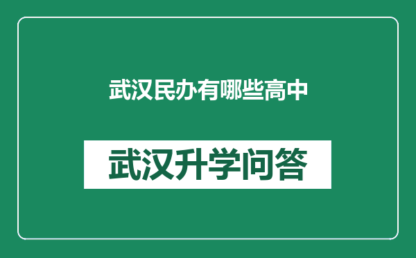 武汉民办有哪些高中