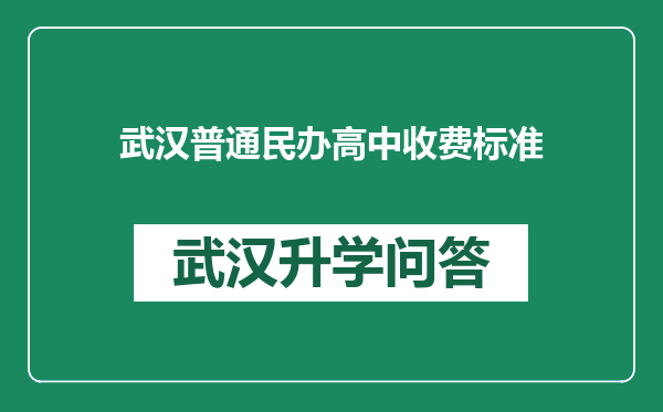 武汉普通民办高中收费标准