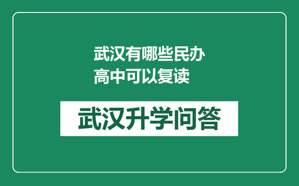 武汉有哪些民办高中可以复读