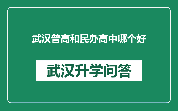 武汉普高和民办高中哪个好