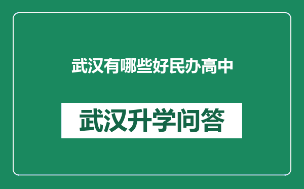 武汉有哪些好民办高中