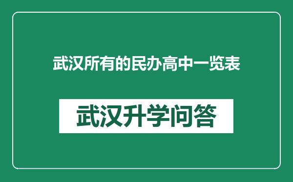 武汉所有的民办高中一览表