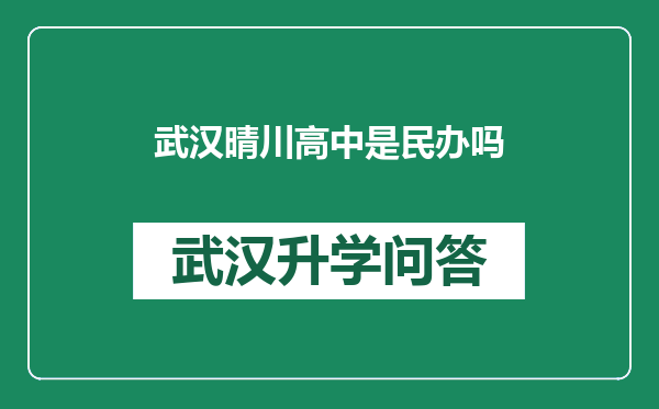 武汉晴川高中是民办吗