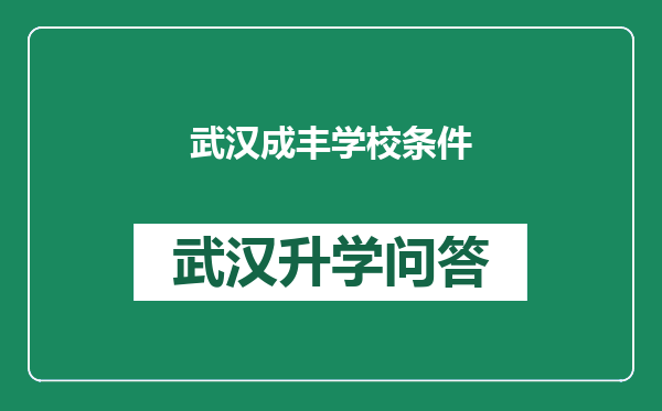 武汉成丰学校条件