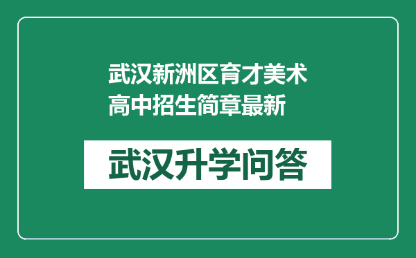 武汉新洲区育才美术高中招生简章最新