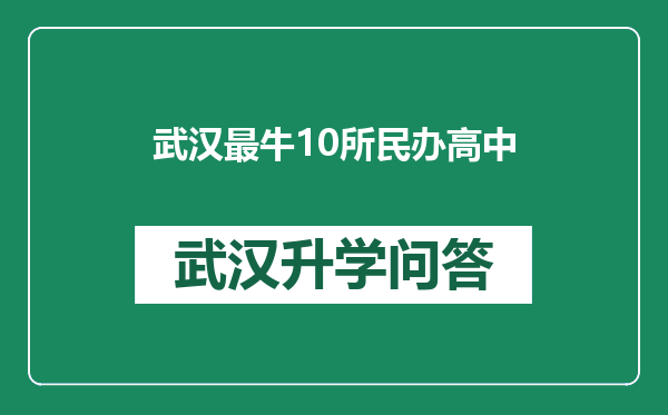 武汉最牛10所民办高中