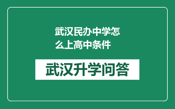 武汉民办中学怎么上高中条件