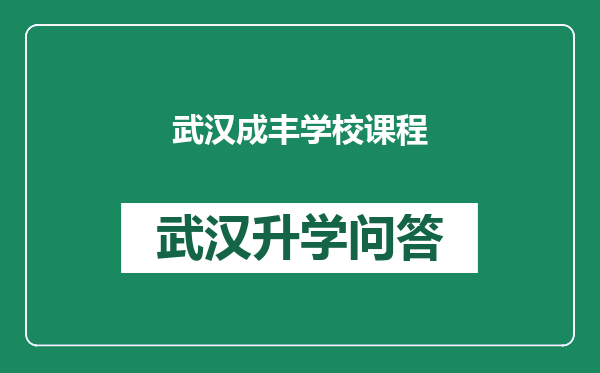 武汉成丰学校课程