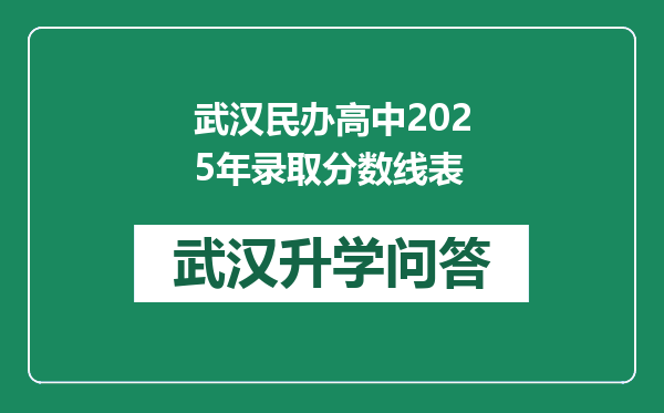 武汉民办高中2025年录取分数线表