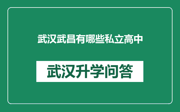 武汉武昌有哪些私立高中