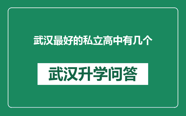 武汉最好的私立高中有几个