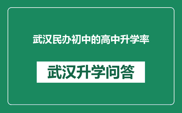 武汉民办初中的高中升学率