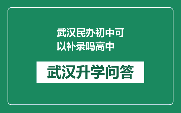 武汉民办初中可以补录吗高中