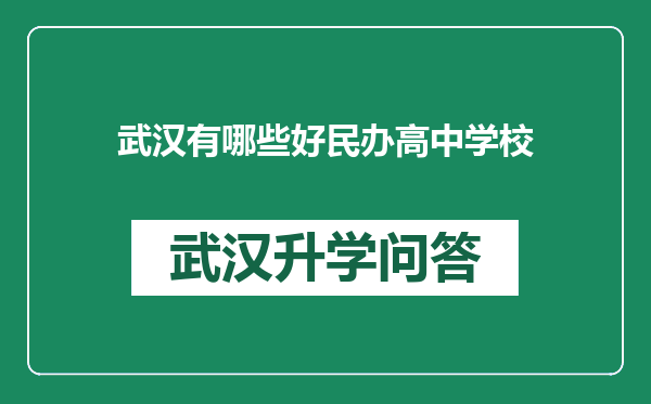 武汉有哪些好民办高中学校