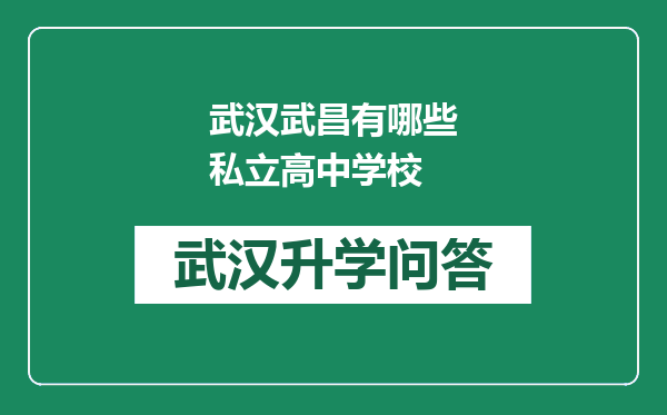 武汉武昌有哪些私立高中学校