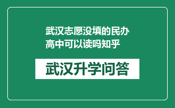 武汉志愿没填的民办高中可以读吗知乎