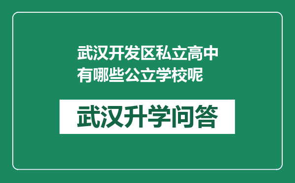 武汉开发区私立高中有哪些公立学校呢