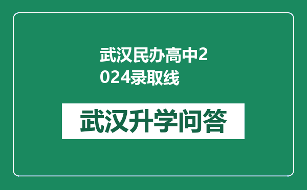 武汉民办高中2024录取线