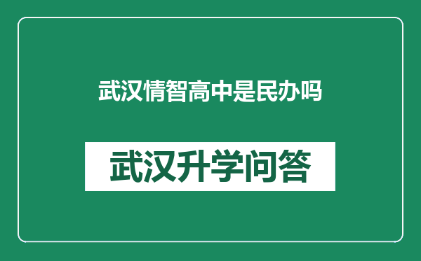 武汉情智高中是民办吗