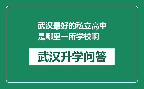 武汉最好的私立高中是哪里一所学校啊