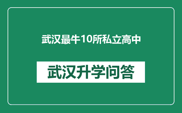 武汉最牛10所私立高中