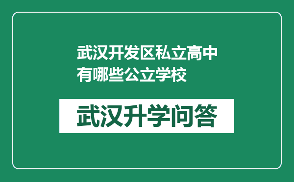 武汉开发区私立高中有哪些公立学校